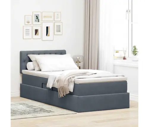 Glabāšanas Gulta Ar Matraci Tumši Pelēks 100 X 200 Cm Samts Vidaxl