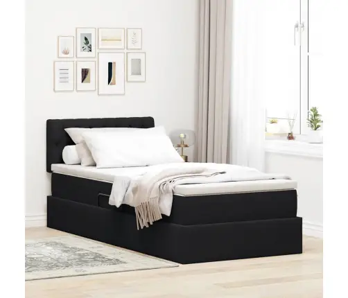 Glabāšanas Gulta Ar Matraci Melna 100 X 200 Cm Samts Vidaxl