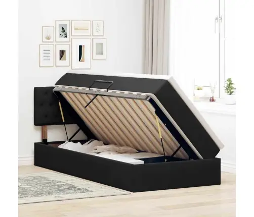 Glabāšanas Gulta Ar Matraci Melna 100 X 200 Cm Samts Vidaxl