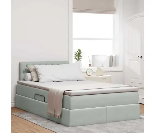 Laos Voodi Madratsiga Peaga Helehall 120 X 200 Cm Samet