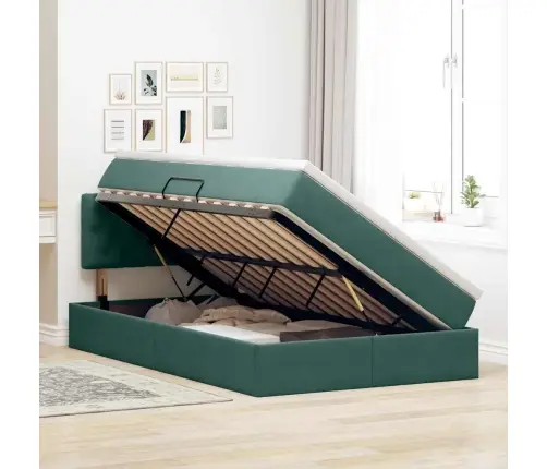 Glabāšanas Gulta Ar Matraci Tumši Zaļš 120 X 200 Cm Samts Vidaxl