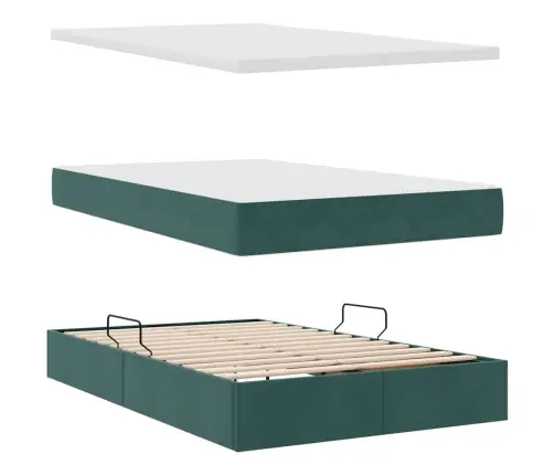 Glabāšanas Gulta Ar Matraci Tumši Zaļš 120 X 200 Cm Samts Vidaxl