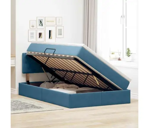 Glabāšanas Gulta Ar Matraci Tumši Zils 120 X 200 Cm Samts Vidaxl