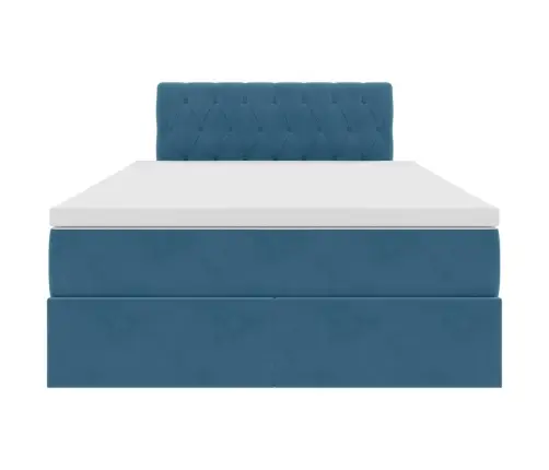 Glabāšanas Gulta Ar Matraci Tumši Zils 120 X 200 Cm Samts Vidaxl