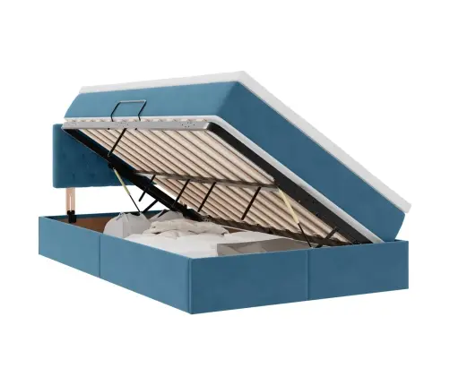 Glabāšanas Gulta Ar Matraci Tumši Zils 120 X 200 Cm Samts Vidaxl