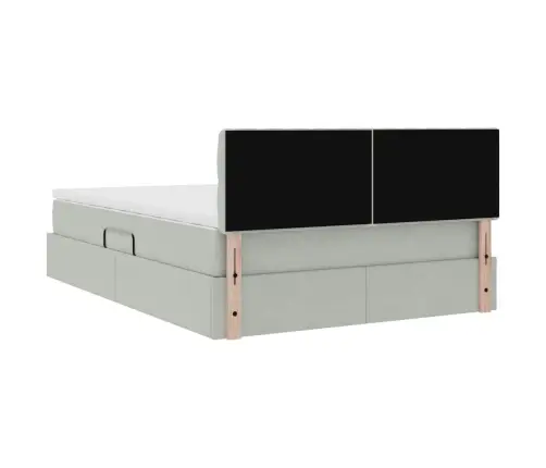 Laos Voodi Madratsiga Peaga Helehall 140 X 190 Cm Samet