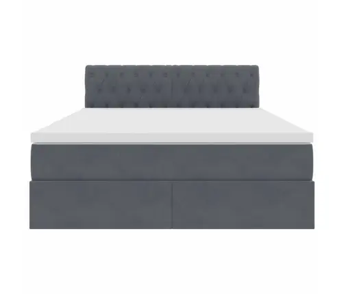 Glabāšanas Gulta Ar Matraci Tumši Pelēks 140 X 190 Cm Samts Vidaxl