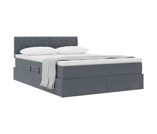 Glabāšanas Gulta Ar Matraci Tumši Pelēks 140 X 190 Cm Samts Vidaxl