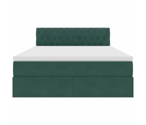 Glabāšanas Gulta Ar Matraci Tumši Zaļš 140 X 190 Cm Samts Vidaxl