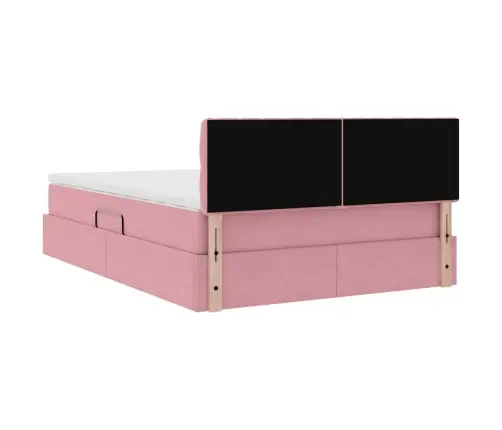 Glabāšanas Gulta Ar Matraci Rozā 140 X 190 Cm Samts Vidaxl