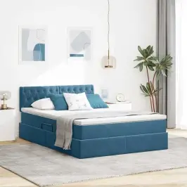 Glabāšanas Gulta Ar Matraci Tumši Zils 140 X 200 Cm Samts Vidaxl Glabāšanas Gulta Ar Matraci Tumši Zils 140 X 200 Cm Samts Vidaxl