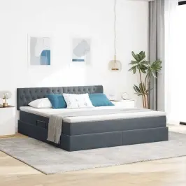 Glabāšanas Gulta Ar Matraci Tumši Pelēks 160 X 200 Cm Samts Vidaxl