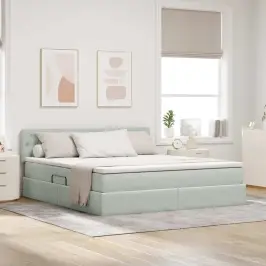 Glabāšanas Gulta Ar Matraci Gaiši Pelēks 180 X 200 Cm Samts Vidaxl Glabāšanas Gulta Ar Matraci Gaiši Pelēks 180 X 200 Cm Samts Vidaxl