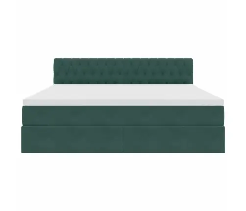 Glabāšanas Gulta Ar Matraci Tumši Zaļš 180 X 200 Cm Samts Vidaxl