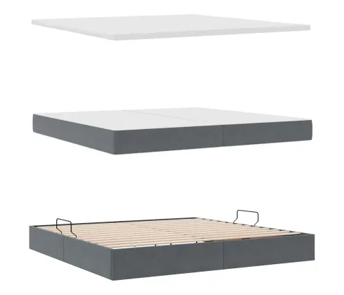 Glabāšanas Gulta Ar Matraci Tumši Pelēks 200 X 200 Cm Samts Vidaxl
