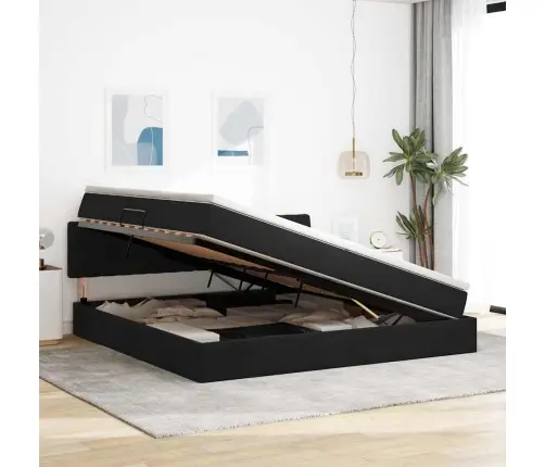 Glabāšanas Gulta Ar Matraci Melna 200 X 200 Cm Samts Vidaxl