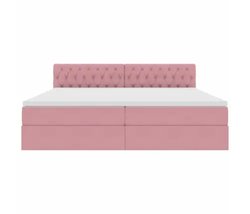 Glabāšanas Gulta Ar Matraci Rozā 200 X 200 Cm Samts Vidaxl