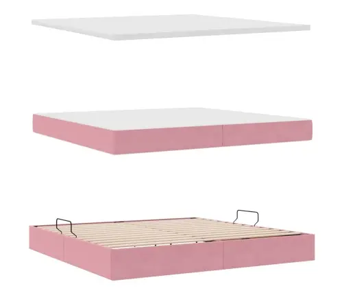 Glabāšanas Gulta Ar Matraci Rozā 200 X 200 Cm Samts Vidaxl