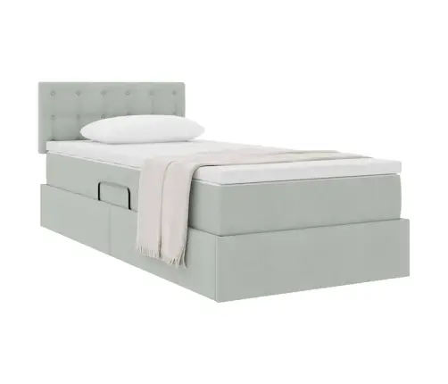 Saugos Lova Su Čiužiniu Šviesiai Pilka 90 X 190 Cm Aksomas