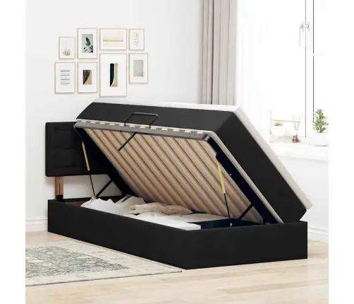 Laos Voodi Madratsiga Peaga Must 90 X 190 Cm Samet