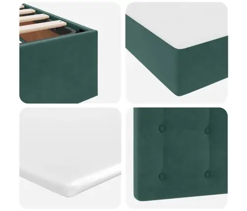 Saugos Lova Su Čiužiniu Tamsiai Žalia 90 X 190 Cm Aksomas