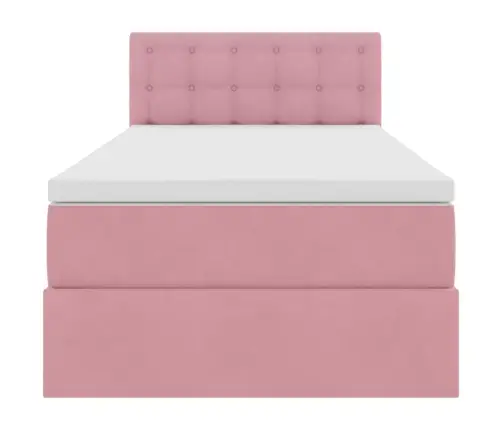 Saugos Lova Su Čiužiniu Su Saugykla Rožinė 90 X 190 Cm Aksomas