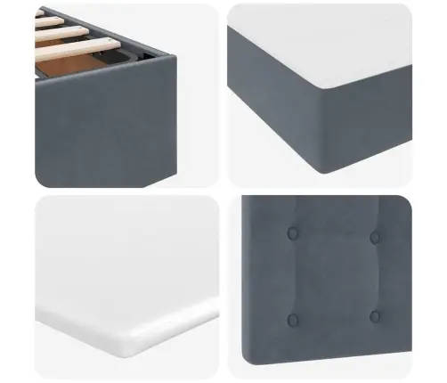 Saugos Lova Su Čiužiniu Tamsiai Pilka 100 X 200 Cm Aksomas