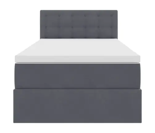 Saugos Lova Su Čiužiniu Tamsiai Pilka 100 X 200 Cm Aksomas