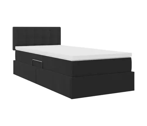 Saugos Lova Su Čiužiniu Su Saugykla Juoda 100 X 200 Cm Aksomas