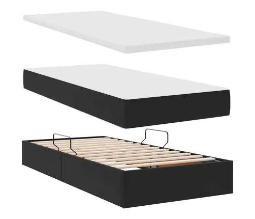 Saugos Lova Su Čiužiniu Su Saugykla Juoda 100 X 200 Cm Aksomas