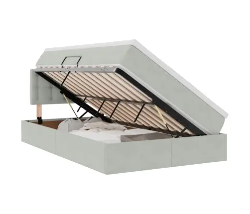 Laos Voodi Madratsiga Peaga Helehall 120 X 200 Cm Samet