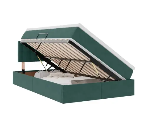 Glabāšanas Gulta Ar Matraci Tumši Zaļš 120 X 200 Cm Samts Vidaxl