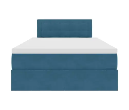 Glabāšanas Gulta Ar Matraci Tumši Zils 120 X 200 Cm Samts Vidaxl