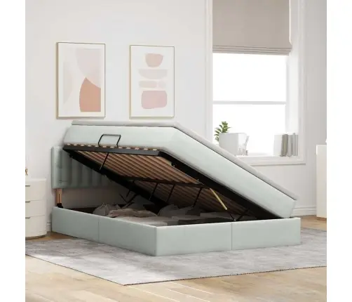 Saugos Lova Su Čiužiniu Šviesiai Pilka 140 X 200 Cm Aksomas