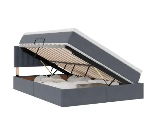 Glabāšanas Gulta Ar Matraci Tumši Pelēks 140 X 200 Cm Samts Vidaxl