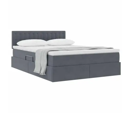 Glabāšanas Gulta Ar Matraci Tumši Pelēks 140 X 200 Cm Samts Vidaxl