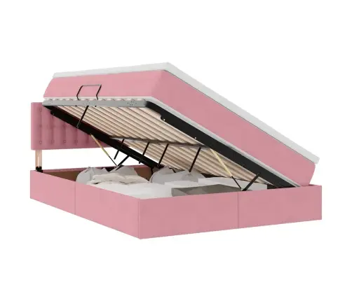 Glabāšanas Gulta Ar Matraci Rozā 140 X 200 Cm Samts Vidaxl