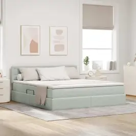 Glabāšanas Gulta Ar Matraci Gaiši Pelēks 160 X 200 Cm Samts Vidaxl Glabāšanas Gulta Ar Matraci Gaiši Pelēks 160 X 200 Cm Samts Vidaxl