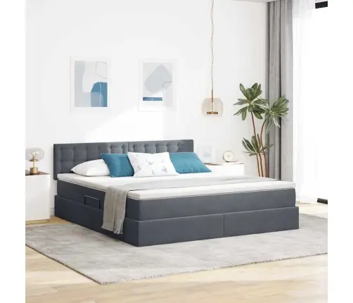 Glabāšanas Gulta Ar Matraci Tumši Pelēks 160 X 200 Cm Samts Vidaxl