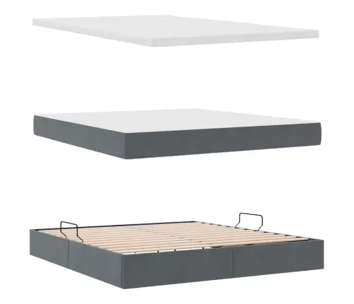 Glabāšanas Gulta Ar Matraci Tumši Pelēks 160 X 200 Cm Samts Vidaxl