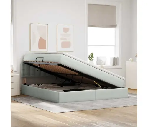 Glabāšanas Gulta Ar Matraci Gaiši Pelēks 180 X 200 Cm Samts Vidaxl