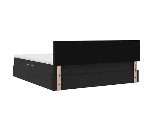 Laos Voodi Madratsiga Peaga Must 180 X 200 Cm Samet