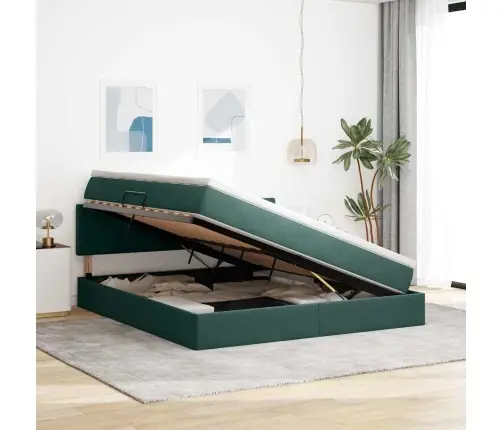 Glabāšanas Gulta Ar Matraci Tumši Zaļš 180 X 200 Cm Samts Vidaxl