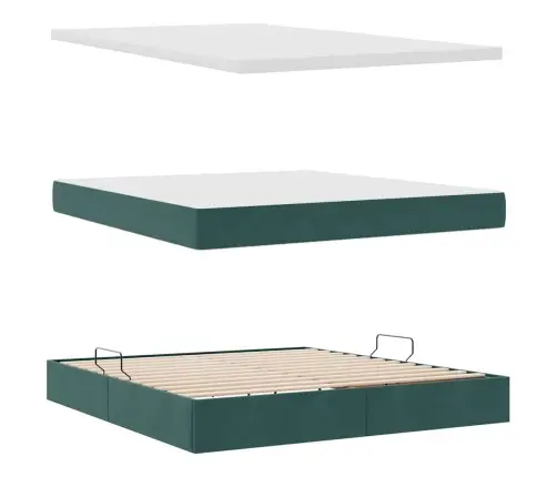 Glabāšanas Gulta Ar Matraci Tumši Zaļš 180 X 200 Cm Samts Vidaxl
