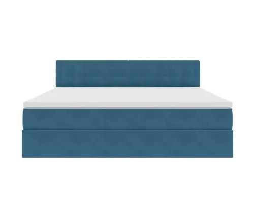 Laos Voodi Madratsiga Peaga Tumesinine 180 X 200 Cm Samet