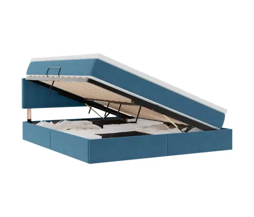 Laos Voodi Madratsiga Peaga Tumesinine 180 X 200 Cm Samet