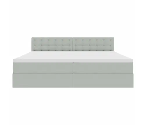 Laos Voodi Madratsiga Peaga Helehall 200 X 200 Cm Samet