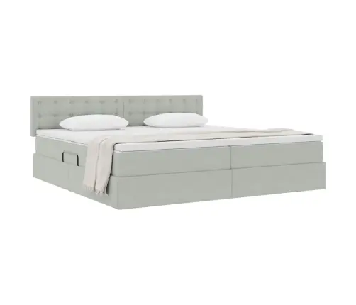 Laos Voodi Madratsiga Peaga Helehall 200 X 200 Cm Samet