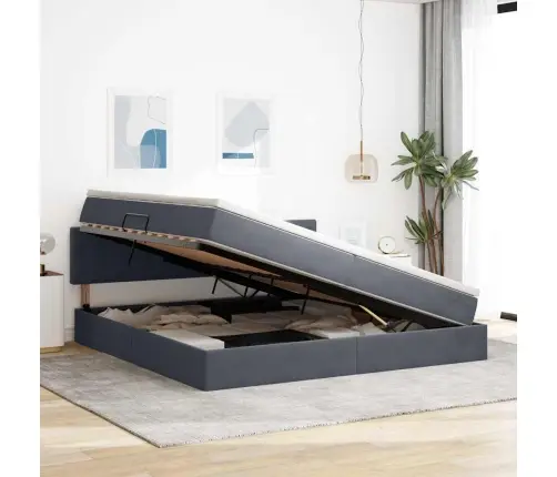 Glabāšanas Gulta Ar Matraci Tumši Pelēks 200 X 200 Cm Samts Vidaxl