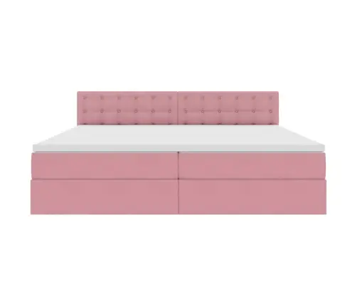 Laos Voodi Madratsiga Peaga Roosa 200 X 200 Cm Samet